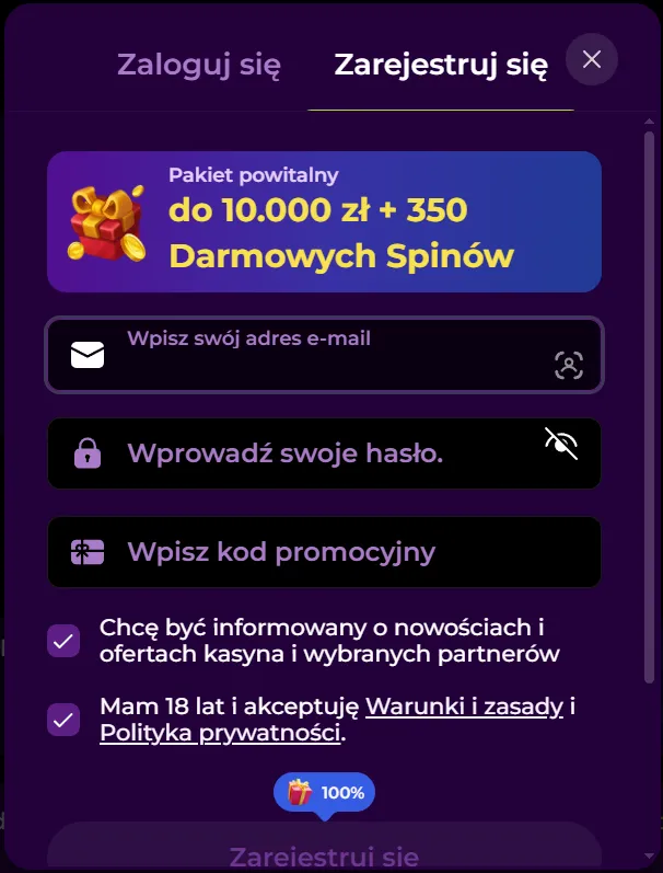 Rejestracja konta w Spinmama Casino